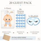 Blue Teddy Bear Pin the Dummy Baby Shower Game with Blindfold