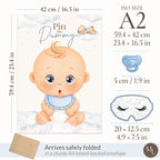 Blue Teddy Bear Pin the Dummy Baby Shower Game with Blindfold