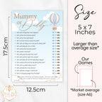 Mummy or Daddy Baby Shower Game – Blue Hot Air Balloon Theme Up and Away