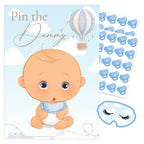 Baby Shower Game Pin the Dummy in our Blue Up, Up and Away theme for Baby Boys