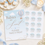 Up & Away Blue Baby Shower Favour Sign & Thank-You Stickers