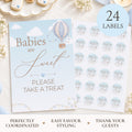 Up & Away Blue Baby Shower Favour Sign & Thank-You Stickers