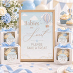 Up & Away Blue Baby Shower Favour Sign & Thank-You Stickers