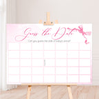 Ribbon Bow Baby Guess the Date Baby Shower Activity in Pink