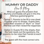 Mummy or Daddy Baby Shower Game – Blue Hot Air Balloon Theme Up and Away