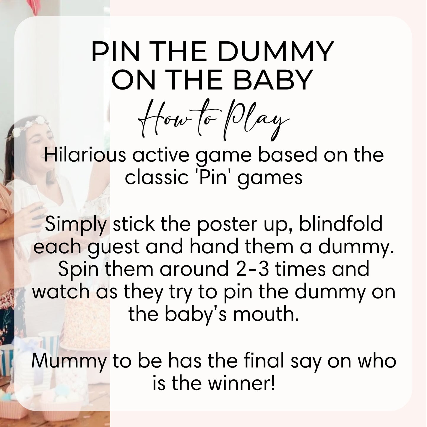 Pin the Dummy on the Baby Game – Blue Hot Air Balloon Baby Shower (Ethnic)
