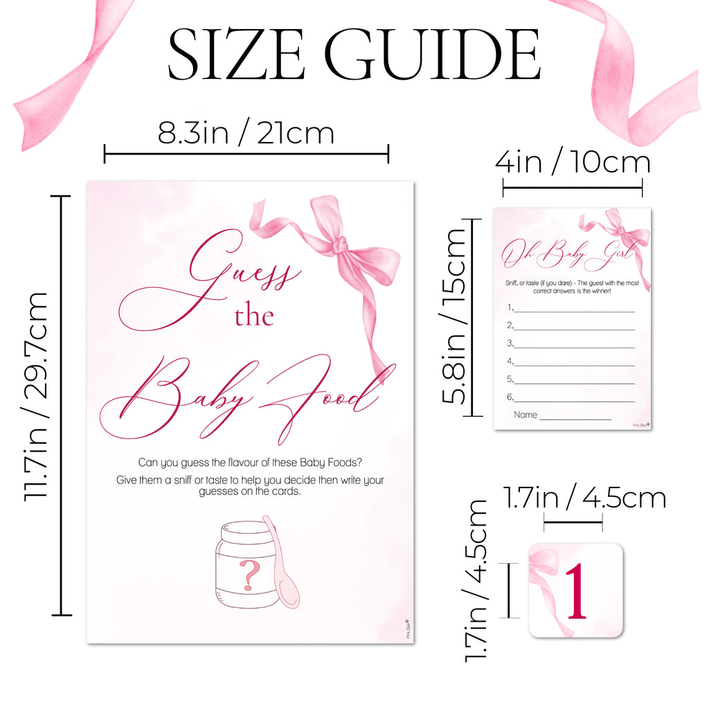 NEW - Pretty Pink Bow Theme Guess the Baby Food Game