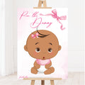 Pink Baby Bow Pin the Dummy Baby Shower Game Ethnic Edition
