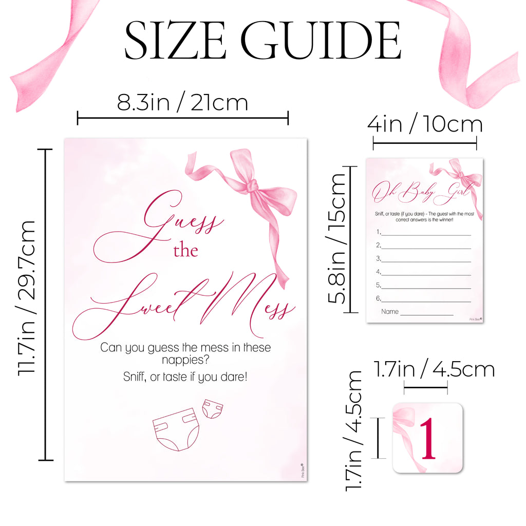 Baby Shower Game Guess the Sweet Mess In Pretty Pink Bow Theme for Baby Girls