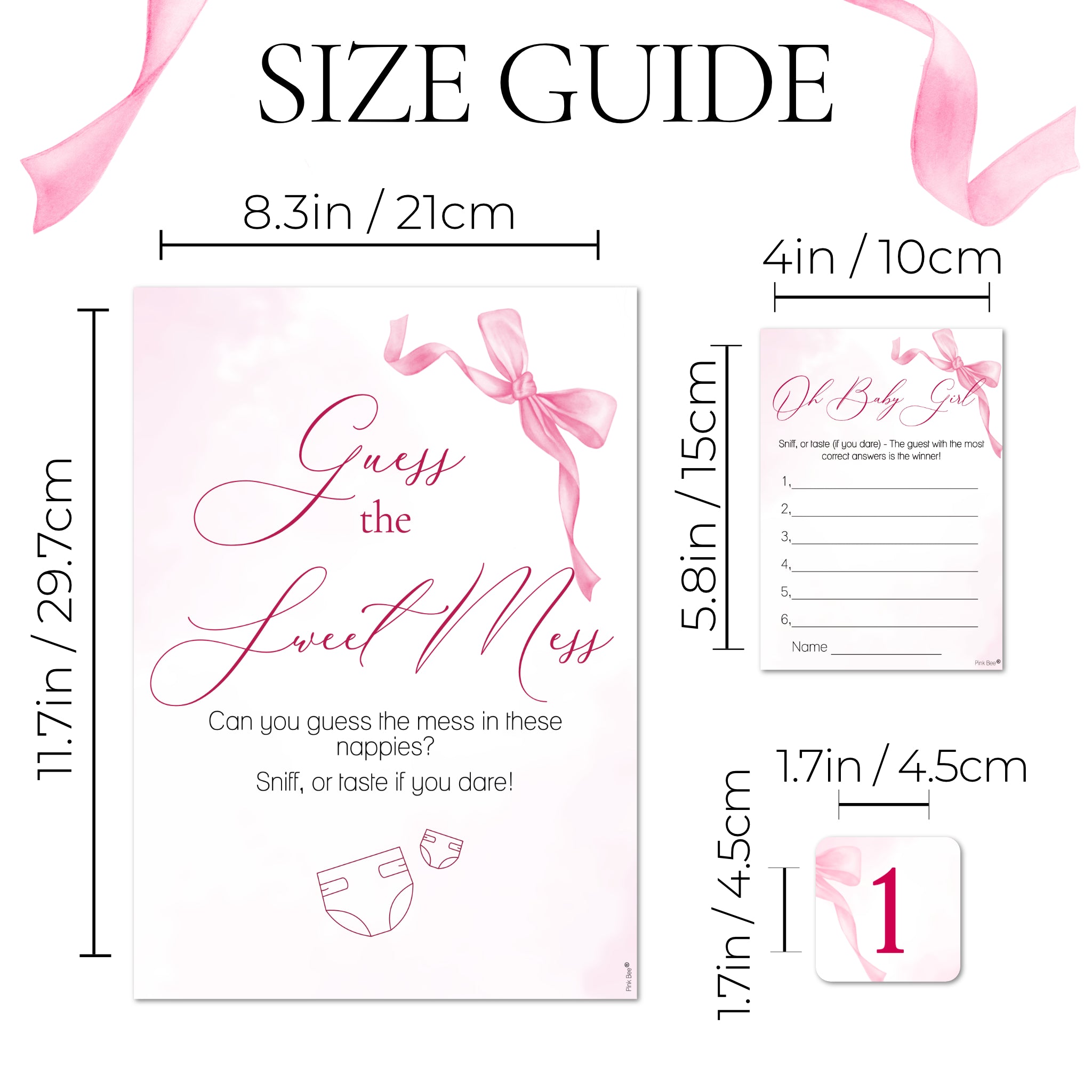 Baby Shower Game Guess the Sweet Mess In Pretty Pink Bow Theme for Baby Girls