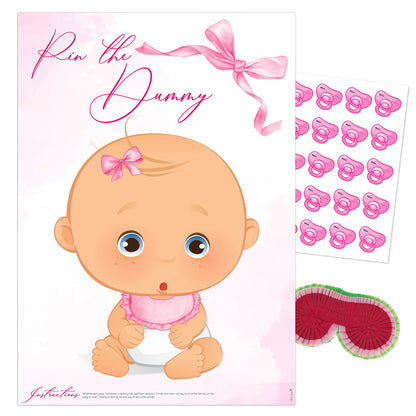 Pink Baby Bow Pin the Dummy Baby Shower Game