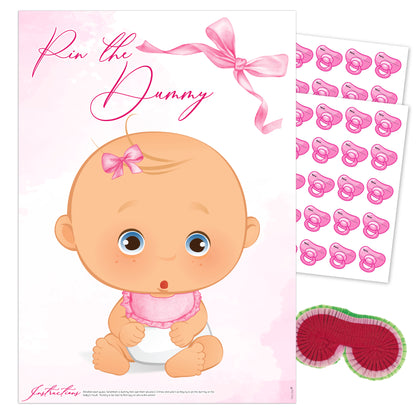 Pink Baby Bow Pin the Dummy Baby Shower Game