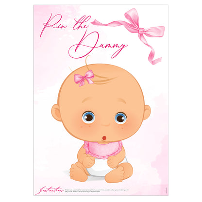 Pink Baby Bow Pin the Dummy Baby Shower Game