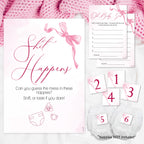 Baby Shower Game - Shit Happens! in Pretty Pink Bow Theme