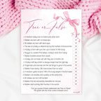 Baby Shower Game True or False in Pretty Pink Bow Theme