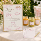 Pink Teddy Bear Guess the Baby Food Baby Shower Game