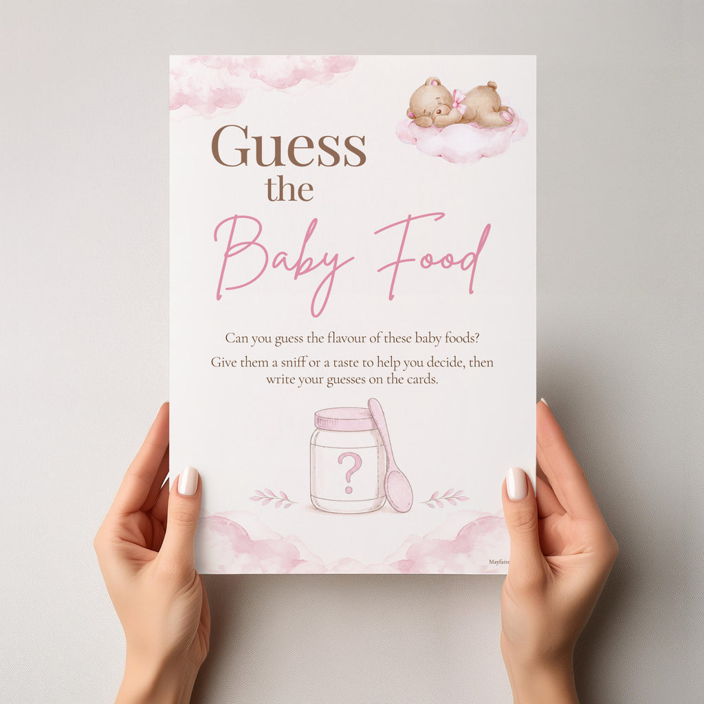 Pink Teddy Bear Guess the Baby Food Baby Shower Game