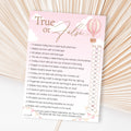 Baby Shower Game True or False in Up, Up and Away Pink Theme