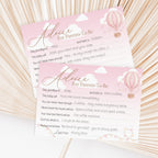 Pink Up & Away Hot Air Balloon Advice Cards – Baby Shower Keepsake for Parents-To-Be