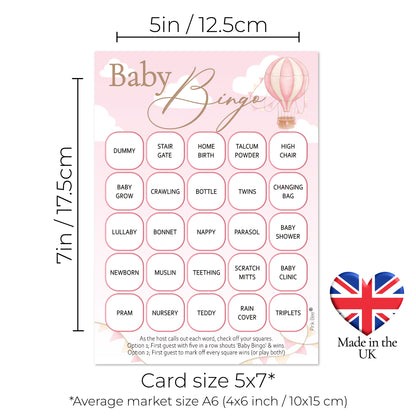 Baby Bingo Game in Up, Up and Away Theme Pink