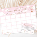 Up, Up and Away Guess the Date Baby Shower Activity in Pink