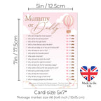 Baby Shower Game Mummy or Daddy in Up, Up and Away Pink Theme