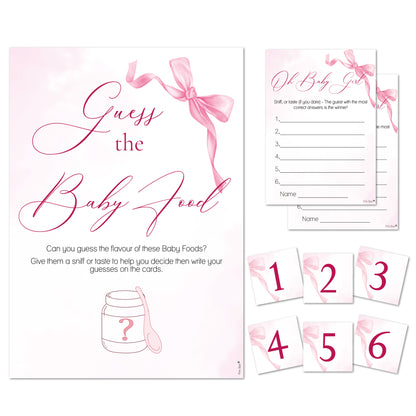 NEW - Pretty Pink Bow Theme Guess the Baby Food Game