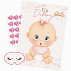 Pink Teddy Bear Pin the Dummy Baby Shower Game with Blindfold