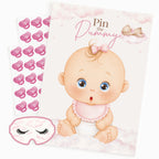 Pink Teddy Bear Pin the Dummy Baby Shower Game with Blindfold