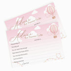 Pink Up & Away Hot Air Balloon Advice Cards – Baby Shower Keepsake for Parents-To-Be