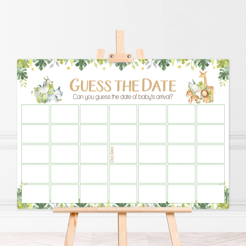 Safari Theme Guess the Date Baby Shower Activity