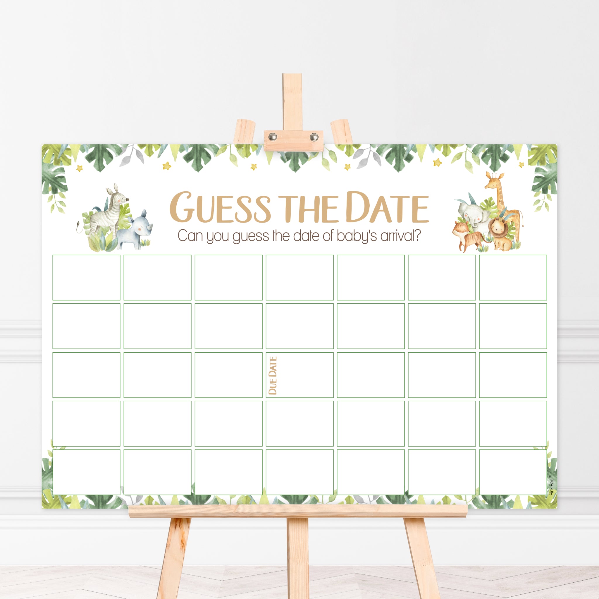 Safari Theme Guess the Date Baby Shower Activity