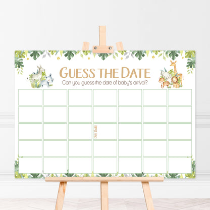 Safari Theme Guess the Date Baby Shower Activity