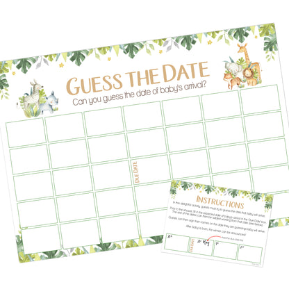 Safari Theme Guess the Date Baby Shower Activity