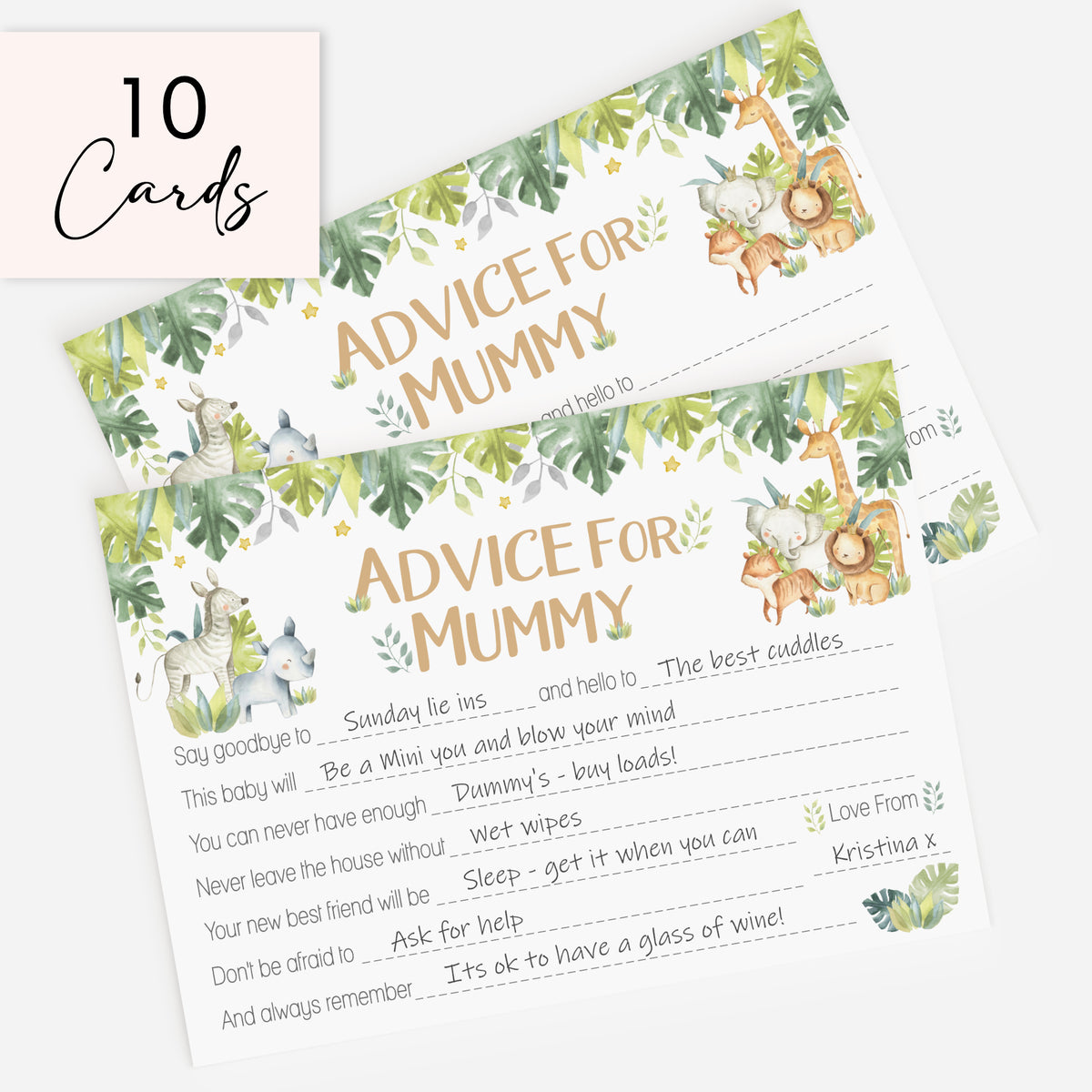 Baby Safari Advice Cards