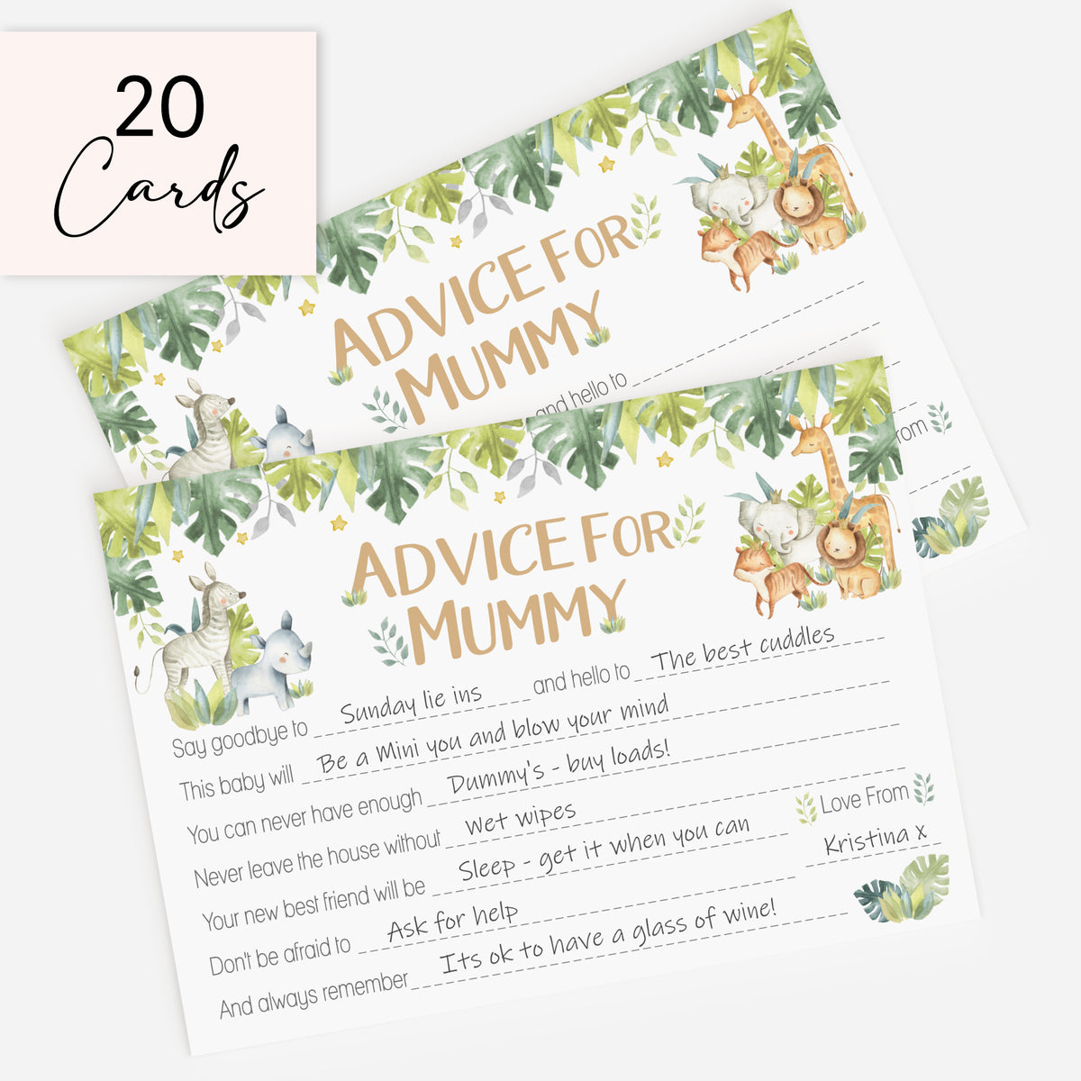 Baby Safari Advice Cards