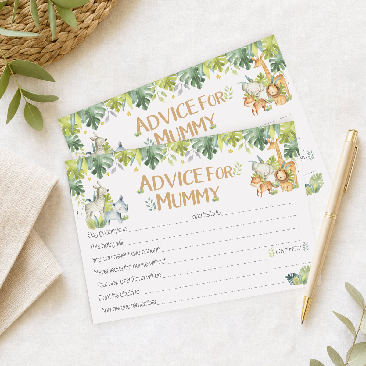 Baby Safari Advice Cards