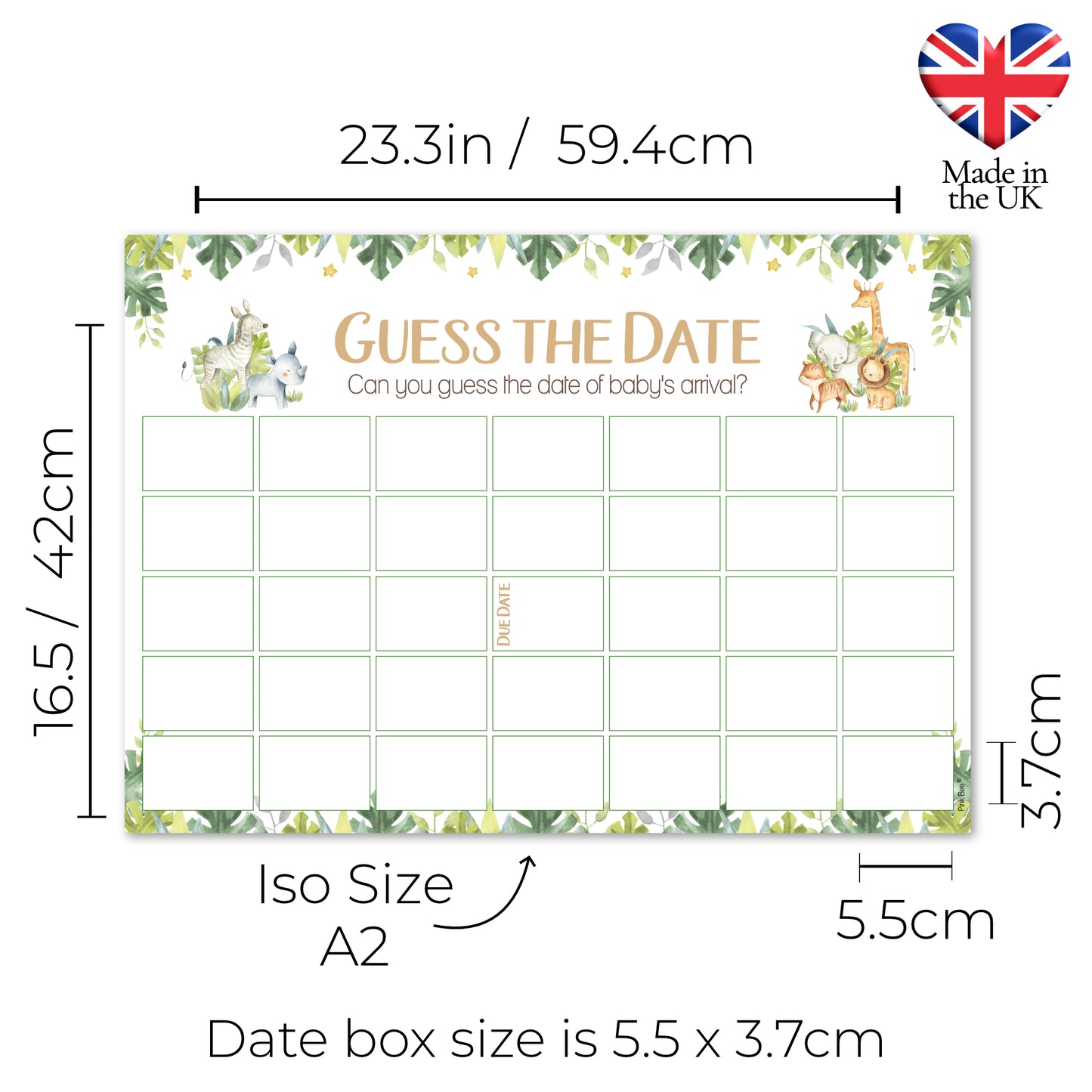 Safari Theme Guess the Date Baby Shower Activity
