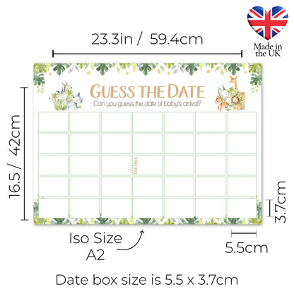 Safari Theme Guess the Date Baby Shower Activity