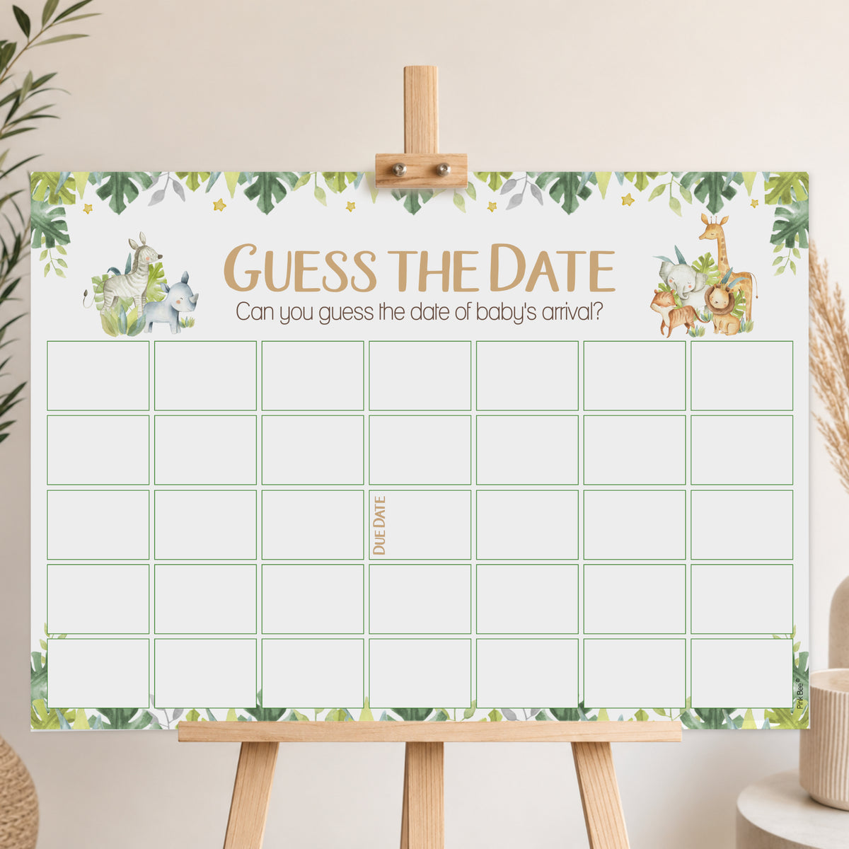 Safari Theme Guess the Date Baby Shower Activity