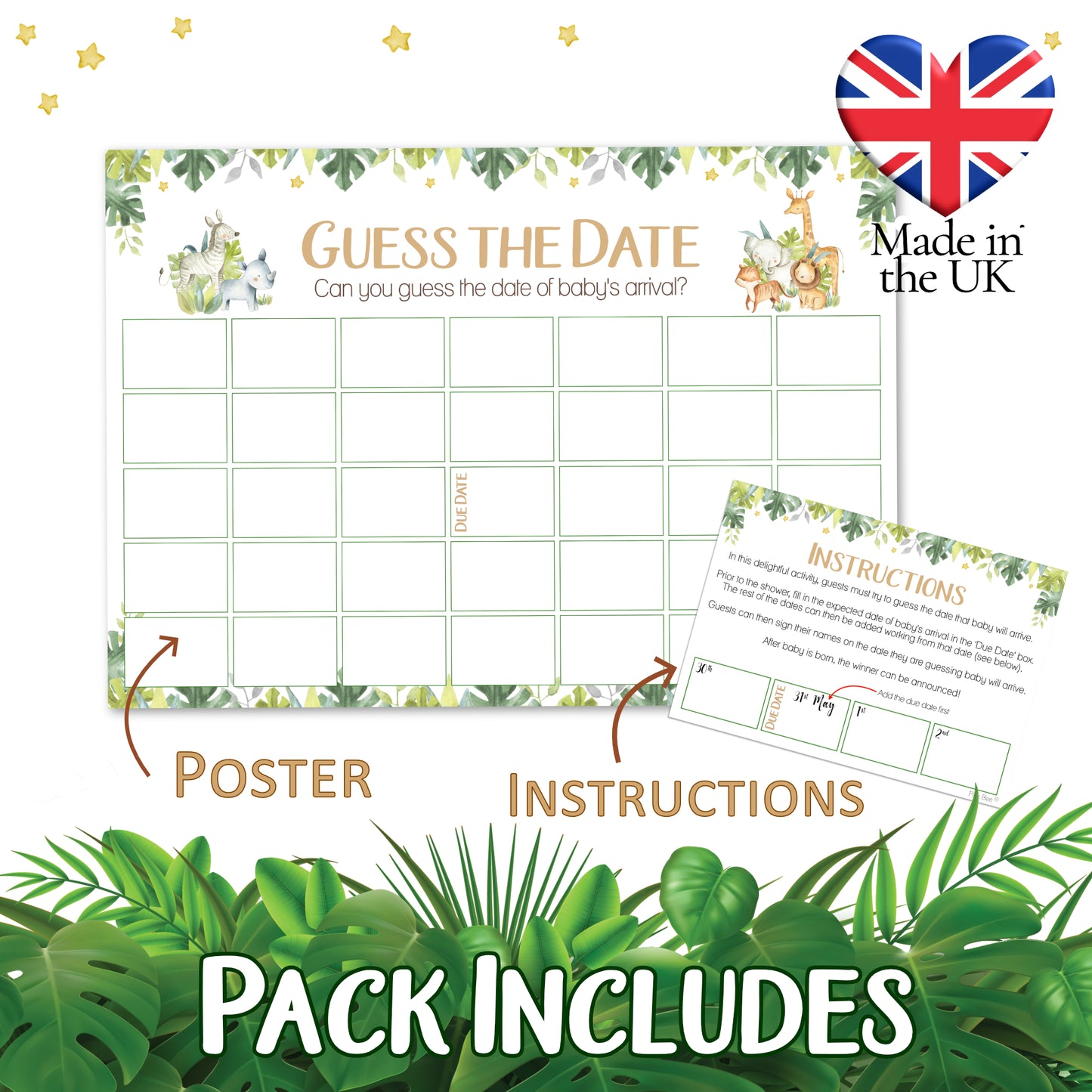Safari Theme Guess the Date Baby Shower Activity