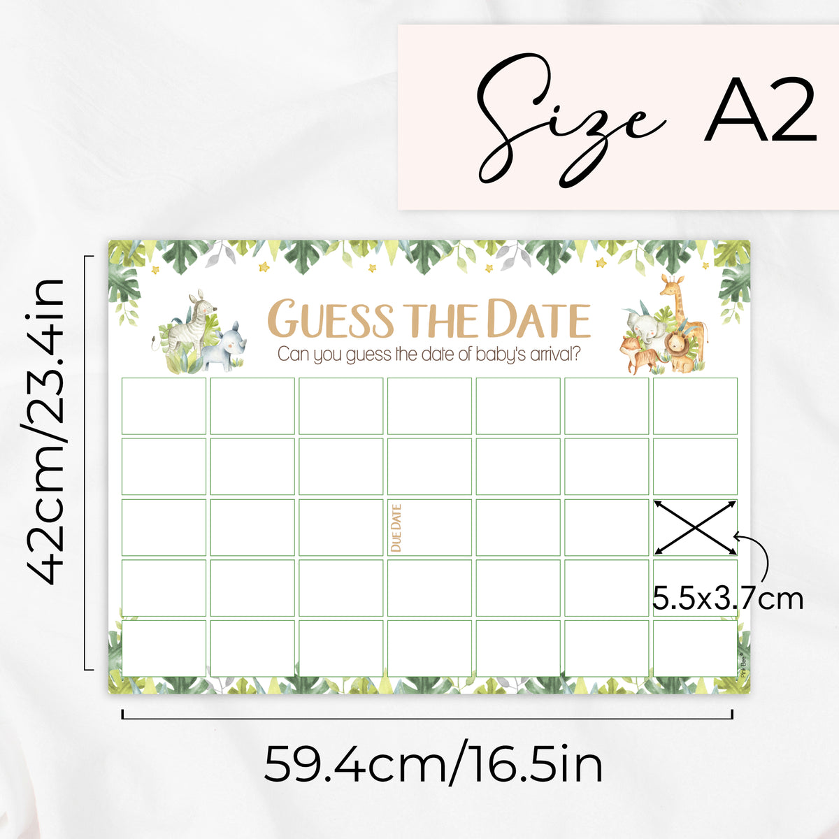 Safari Theme Guess the Date Baby Shower Activity