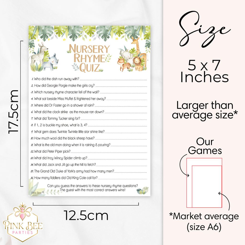 Baby Safari Nursery Rhyme Quiz Game