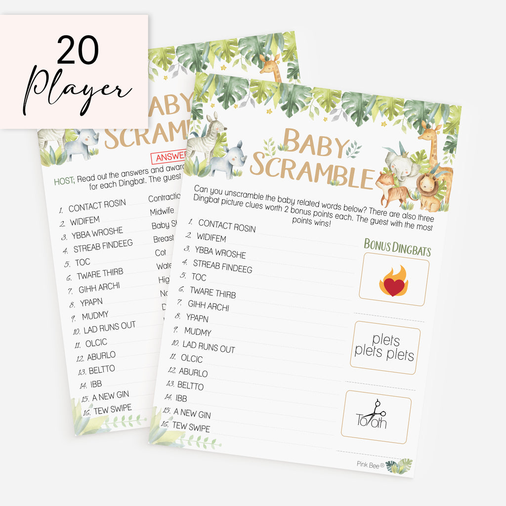 Baby Safari Scramble Game