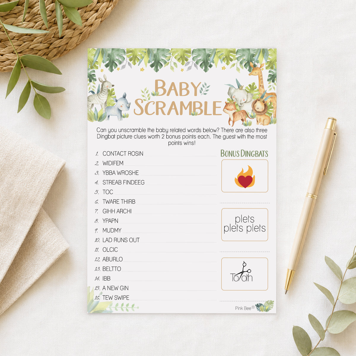 Baby Safari Scramble Game