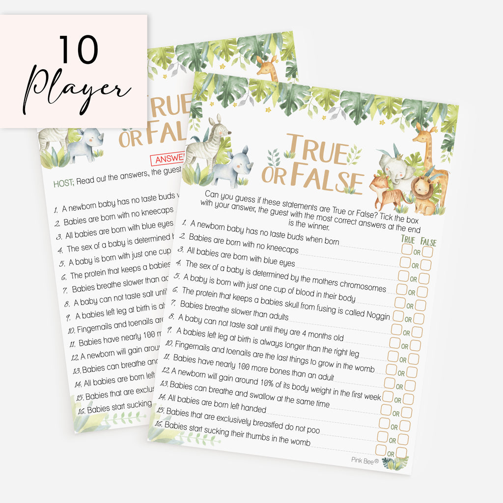 Baby Safari True or False Game