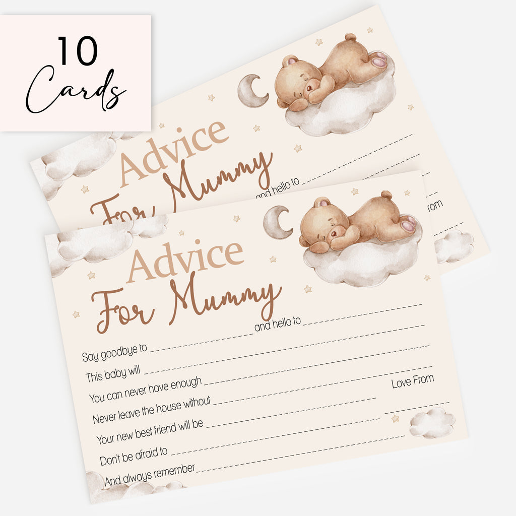 Mayfaire Lane Teddy Bear baby shower advice cards pack of 10 A6 keepsake activity cards