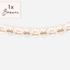Single teddy bear baby shower banner with nine alternating Baby Shower and teddy bear flags on white background.