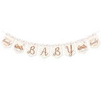 Neutral teddy bear baby shower banner isolated on white background for single banner option.