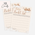 Teddy Bear Baby Shower Bucket List Cards pack of 10, neutral keepsake activity cards for guests, professionally printed in the UK
